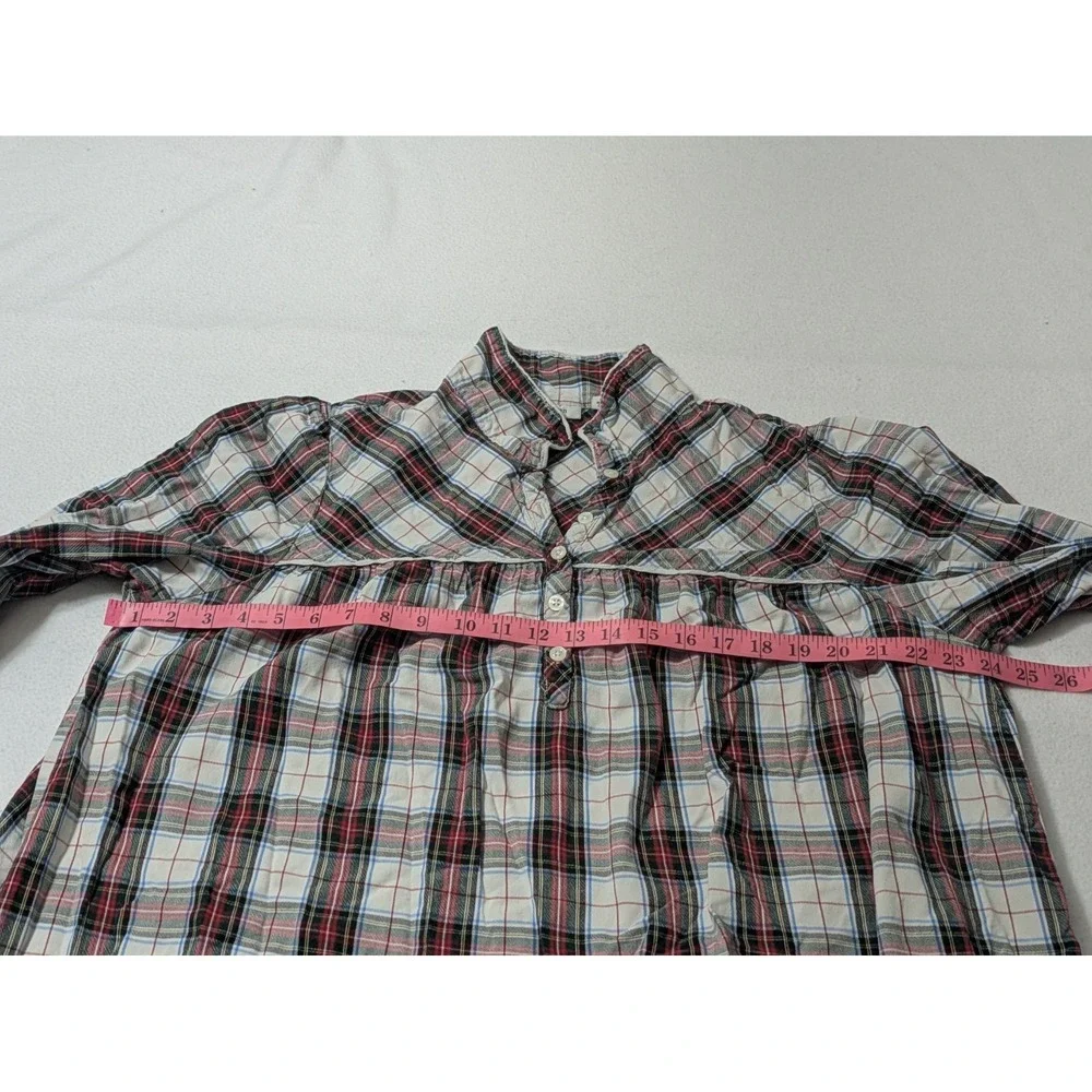 LL Bean Nightgown Size XL Long Pintuck Red Plaid Tartan Flannel PJs Xmas Vtg 80s
